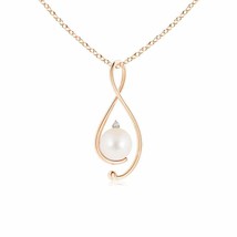 Authenticity Guarantee 
Freshwater Cultured Pearl Infinity Pendant with Diamo... - £470.18 GBP