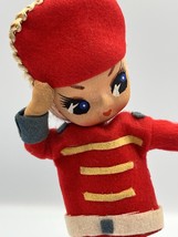 Vintage 1960’s Posable Doll SOLDIER 21CM Big Eyes On Wooden Stand  Made ... - $56.09