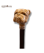 Walking Stick Cane Classic Dark Wood Resin BULLDOG Dog Head - $1,276.01 MXN