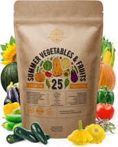 25 Summer Vegetable &amp; Fruit Seeds Variety Pack for Planting Outdoors and Indoor  - £26.57 GBP