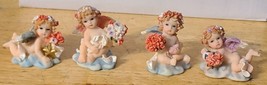 Cherub Baby Angel Flower Rose Star Heart Cute Figurine Set Of 4 Different - £14.00 GBP