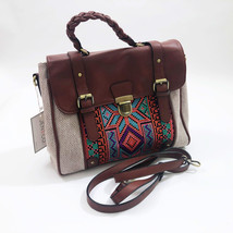 Jen &amp; Co Satchel Harlow Tribal Embroidered Braided Handle 13x10.5x4.5 in... - £39.54 GBP