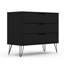 Modern Scandinavian Style Bedroom 3-Drawer Dresser in Black Wood Finish - £313.53 GBP