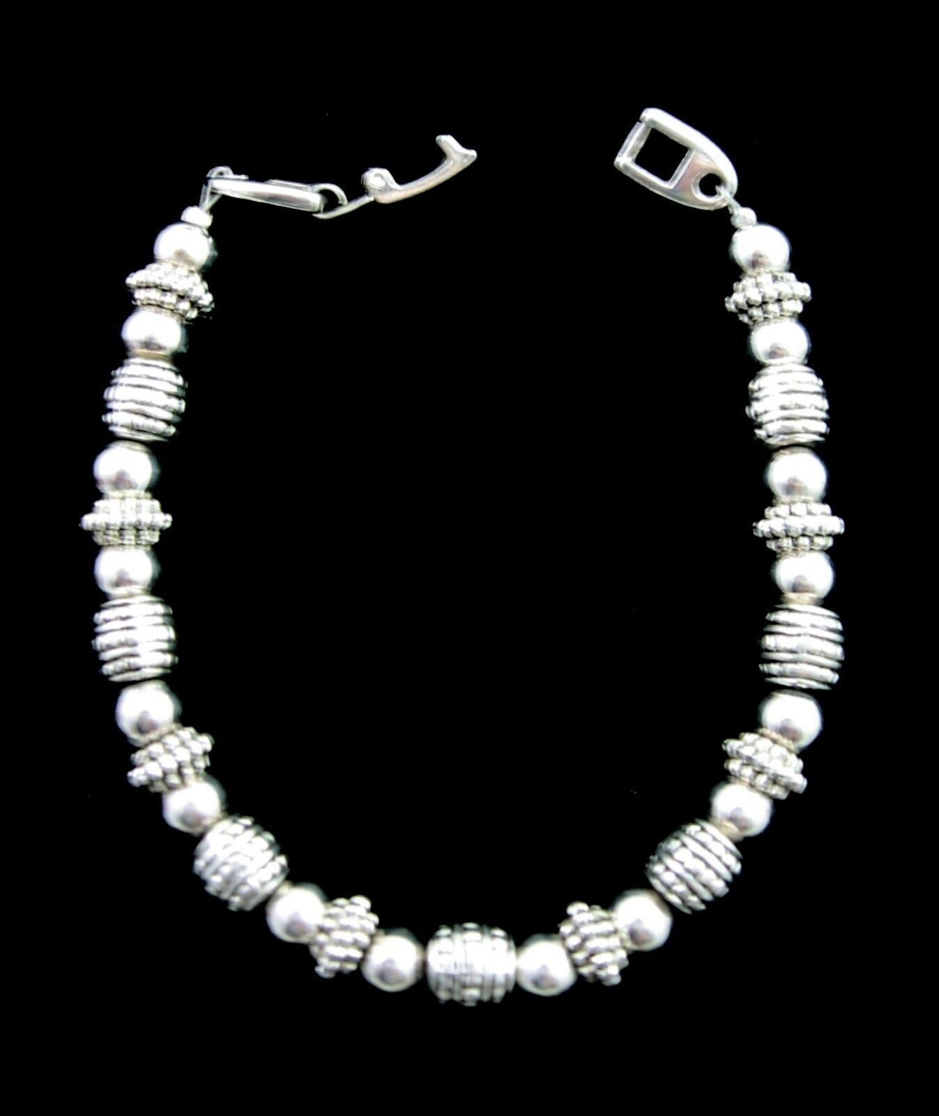 Silvertone BEADED BRACELET Vintage Round Knobbed Beads 7 1/2&quot; Length - $14.99