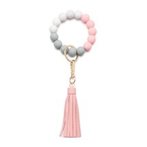 Portable Leather Tassel Women Fashion House Car Silicone Beaded Chains Keys Ring - £11.52 GBP
