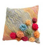 Vintage Pier 1 square cloth cover pillow pom pom Decor Couch Bed &amp; Pillow - £17.50 GBP