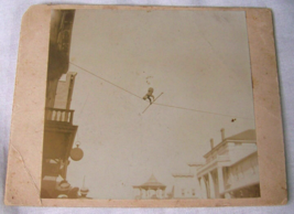 Antique c1890 Young Man On Highwire Photo Main Street In Canandaigua NY Circus - £39.56 GBP