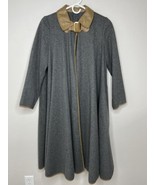 Bonnie Cashin Sills Gray Wool w/ Leather Trim, Buckle Closure Coat 1960s... - $349.00