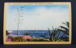 1940s Yacht Harbor Santa Monica California Longshaw Linen Postcard - £3.05 GBP