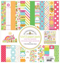 Doodlebug Double-Sided Paper Pack 12&quot;X12&quot; 12/Pkg-Over The Rainbow - £18.82 GBP