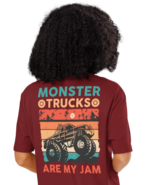 Unisex Organic Ribbed Neck T-Shirt – Monster Truck Back Print (Burgundy) - €47,50 EUR