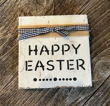 1 Pcs White Tiered Square Tray Rustic Wood Happy Easter Mini Sign #MNHS - $13.98