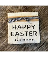 1 Pcs White Tiered Square Tray Rustic Wood Happy Easter Mini Sign #MNHS - £11.17 GBP