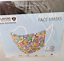 Primeware Mask Color Candy Design Adult 2 pack 2 layers 100 % Polyester ... - £10.22 GBP