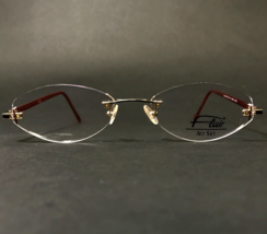 Flair Eyeglasses Frames Jet Set 709 Col.711 Red Gold Oval Rimless 54-18-135 - £73.28 GBP