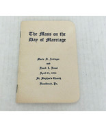 Vintage 1953 The mass on the day of marriage leaflet St. Stephen&#39;s church  - $19.75