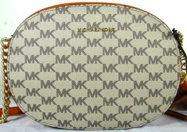 NWT Michael Kors Ginny Medium Messenger Crossbody Bag Nature/Orange - £61.57 GBP