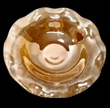 Jeannette Vintage 1950’s Louisa Floragold Iridescent Carnival Glass Ruff... - $21.95