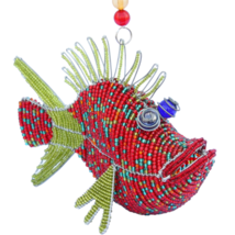 Spunkle Fish Colorful Beaded Ornament – Handmade Haitian Art Décor by Ar... - $41.80