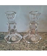 Pair of 2 Lead Crystal 24% Clear Candlesticks Holders Austrian - $35.52