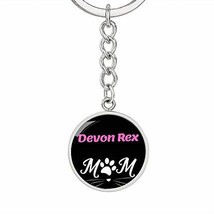 Cat Lover Keychain Gift Devon Rex Cat Mom Keychain Stainless Steel Or 18k Gold C - £40.86 GBP