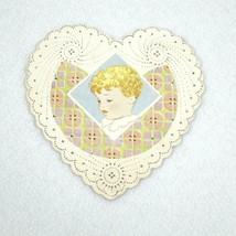 Vintage Valentine Card 1920s Cut-Out Heart Blonde Child Carrington Chica... - £7.51 GBP