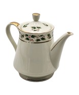 Royal Limited Holly Holiday Porcelain Teapot W/ Lid  Gold Accents VTG 19... - $61.87 CAD