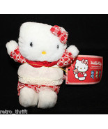 VTG Sanrio Japan Hello Kitty Plush 11cm 4.25&quot; Tall Apron Heart Red Origi... - £46.32 GBP