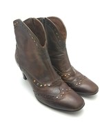 Sesto Meucci Womens Ankle Boots Sz 11 M Studs Side Zip Brown Leather Heels - $39.07