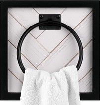 Autumn Alley White Farmhouse Towel Holder Wall Mounted With Ring For Bathroom, - £25.51 GBP