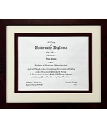 Graduation Diploma Certificate Frame 8.5 x 11 Mat Creme and Brown/Cherry... - $37.50