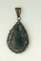 Vintage Multicolor Agate Stone Pendant REAL SOLID .925 Sterling Silver 12.6 g - £97.13 GBP