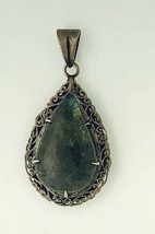 Vintage Multicolor Agate Stone Pendant REAL SOLID .925 Sterling Silver 12.6 g - £97.56 GBP