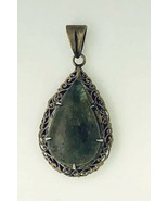 Vintage Multicolor Agate Stone Pendant REAL SOLID .925 Sterling Silver 1... - $123.48