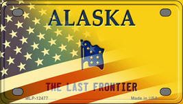 Alaska Half American Flag Novelty Mini Metal License Plate Tag - £11.72 GBP