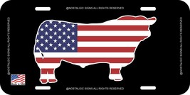 Beef Eat Bull Usa Flag Black Metal License Plate Tag Farmer Cattle Truck Car 02 - £9.48 GBP+