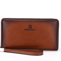 Solid Men Clutch Wallet Bag Big Capacity Business Credit Card Holder Lon... - £37.43 GBP
