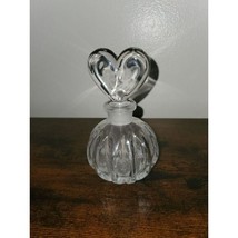 Vintage Clear Glass EMPTY Perfume Bottle with Heart Stopper - £13.44 GBP