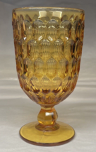 Vintage Thumbprint Drinking Glass Wine Water Goblet 6.5&quot; Tall 12oz Amber Color - £9.48 GBP