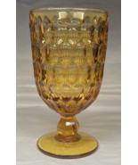 Vintage Thumbprint Drinking Glass Wine Water Goblet 6.5&quot; Tall 12oz Amber... - £9.01 GBP