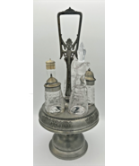 Antique Rogers Bros Silver Plated Condiment Cruet Set Caddy Carousel - £101.86 GBP