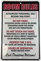 The Rarelemon Embossed Metal Tin Sign Room Rules Teen Bedroom Man Cave Garage - £24.75 GBP