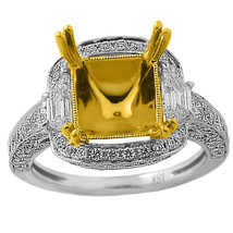  Unique Semi Mount For Cushion Or Radiant Diamond Halo Engagement Ring 18K Gold - £3,718.61 GBP
