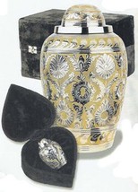 Set of Adult (225 cubic inch) &amp; Keepsake (3 inch) Brass Dynasty Cremation Urns - $229.99
