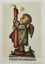 Hummel 5260 Darling Child with Candle Merry Christmas c1950s Postcard R1 - £12.51 GBP