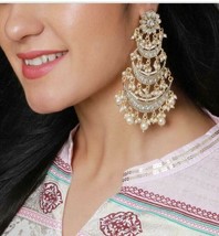 Indian 22k Gold Plated Earrings Jhumka Jhumki Ethnic Fashion Chandbali Women Set - £15.05 GBP