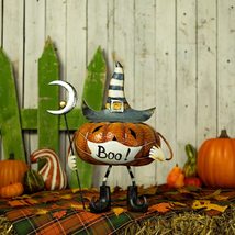 Zaer Ltd. Standing Metal Halloween Jack-O-Lantern Pumpkin Figurines with Hats De - £43.22 GBP+