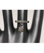 TH Sterling Silver 925 Marcasite Dangling Flower Adjustable Ring Size 6 - €25,34 EUR
