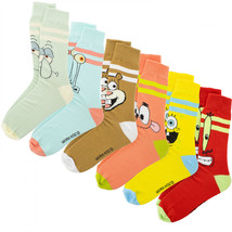 SpongeBob SquarePants Characters 6-Pack Crew Socks Multi-Color - £18.30 GBP