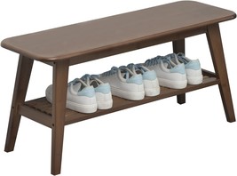 Sobibo Shoe Rack Bench, Bamboo Entryway Bench, 3 Tier Shoe Bench With, Brown - £115.07 GBP